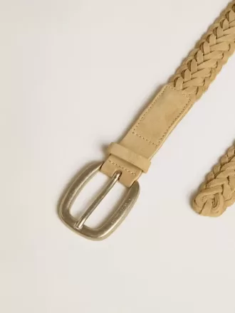 Ceinture en cuir tressé couleur sable
