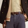 Ceinture en cuir tressé marron foncé pour homme