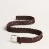 Ceinture en cuir tressé marron foncé pour homme