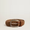 Ceinture Houston en cuir tissé gris tourterelle