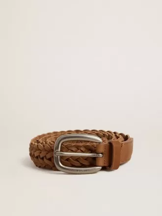Ceinture Houston en cuir tissé gris tourterelle