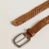 Ceinture Houston en cuir tissé gris tourterelle