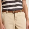 Ceinture Houston en cuir tissé gris tourterelle