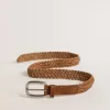 Ceinture Houston en cuir tissé gris tourterelle