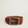 Ceinture Houston en cuir tressé marron