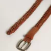 Ceinture Houston en cuir tressé marron