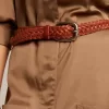 Ceinture Houston en cuir tressé marron