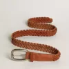 Ceinture Houston en cuir tressé marron