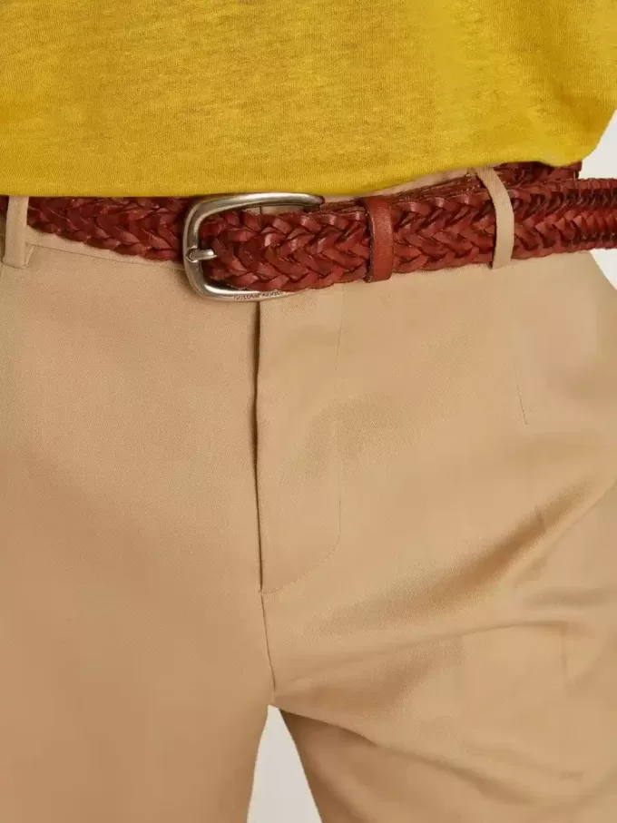 Ceinture Houston en cuir tressé marron