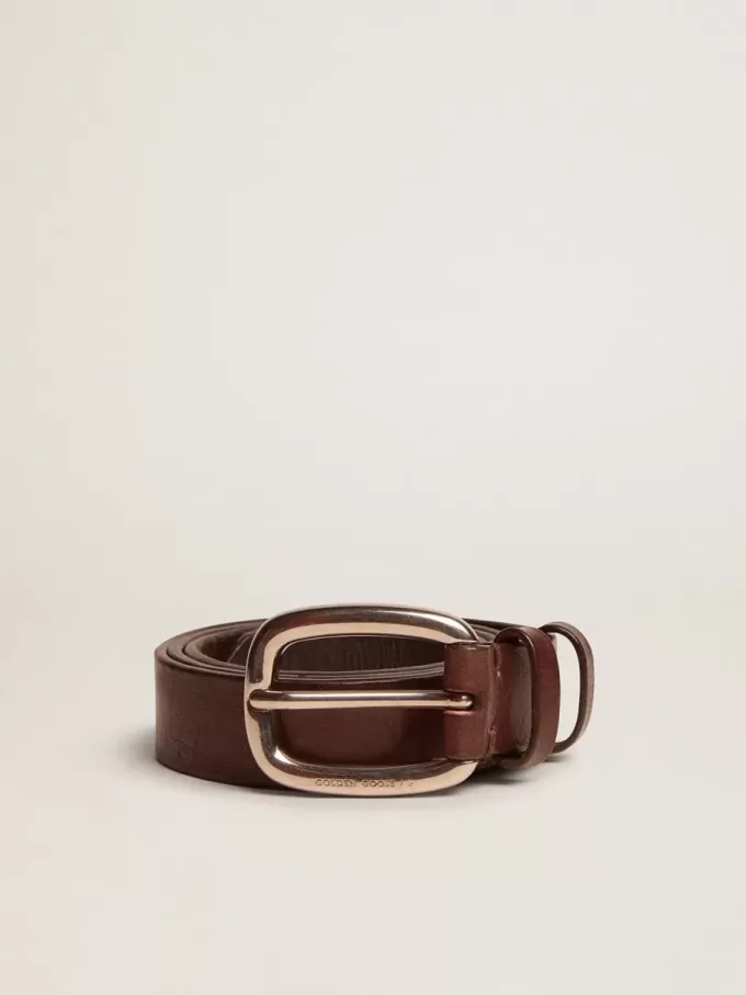 Ceinture Houston marron en cuir délavé