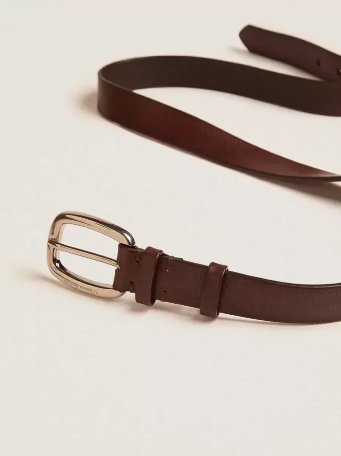 Ceinture Houston marron en cuir délavé