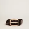 Ceinture pour homme en cuir tressé noir