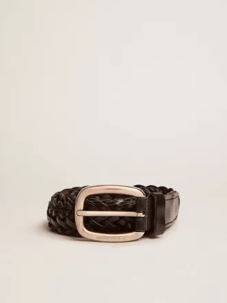 Ceinture pour homme en cuir tressé noir