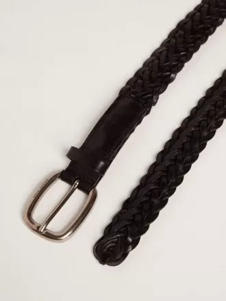 Ceinture pour homme en cuir tressé noir