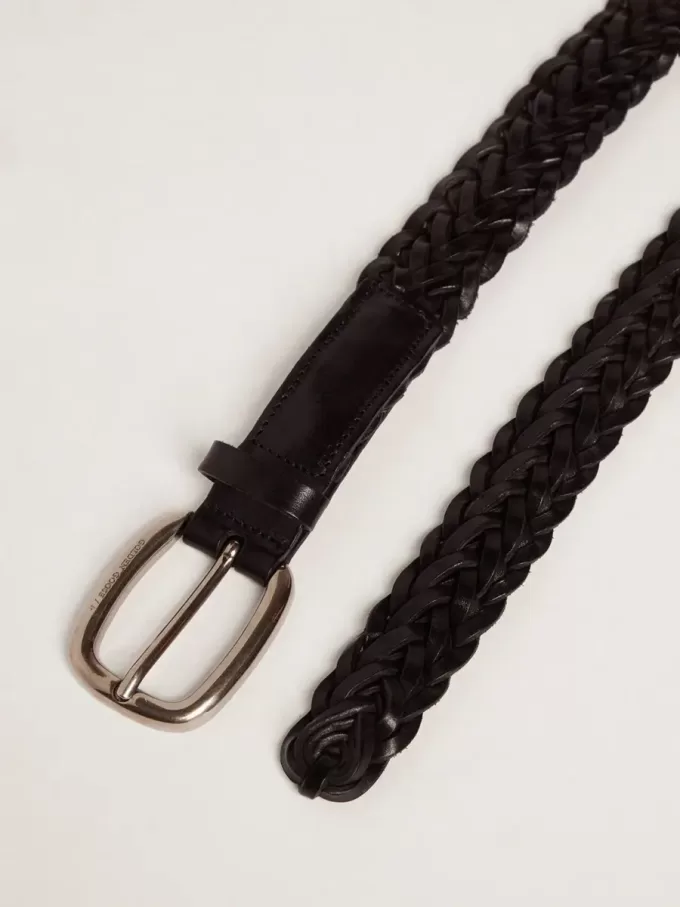 Ceinture pour homme en cuir tressé noir
