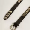 Ceinture Trinidad noire en cuir délavé avec clous