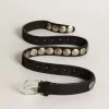 Ceinture Trinidad noire en cuir délavé avec clous