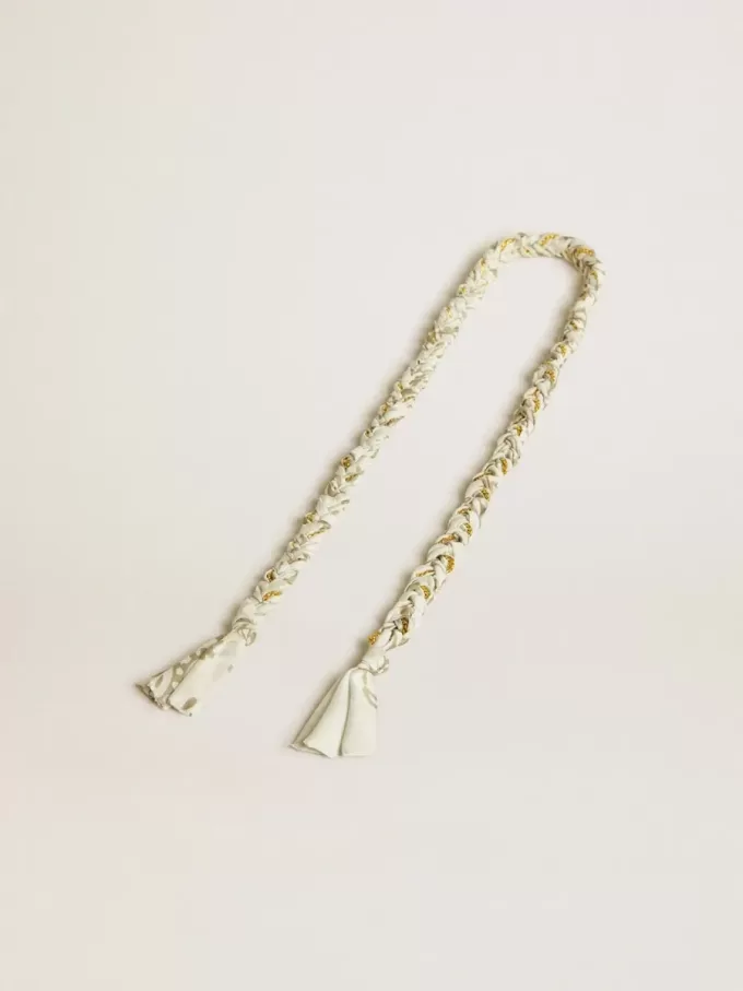 Charm en tissu tressé couleur beurre avec chaîne en laiton Charm en tissu tressé couleur beurre avec chaîne en laiton