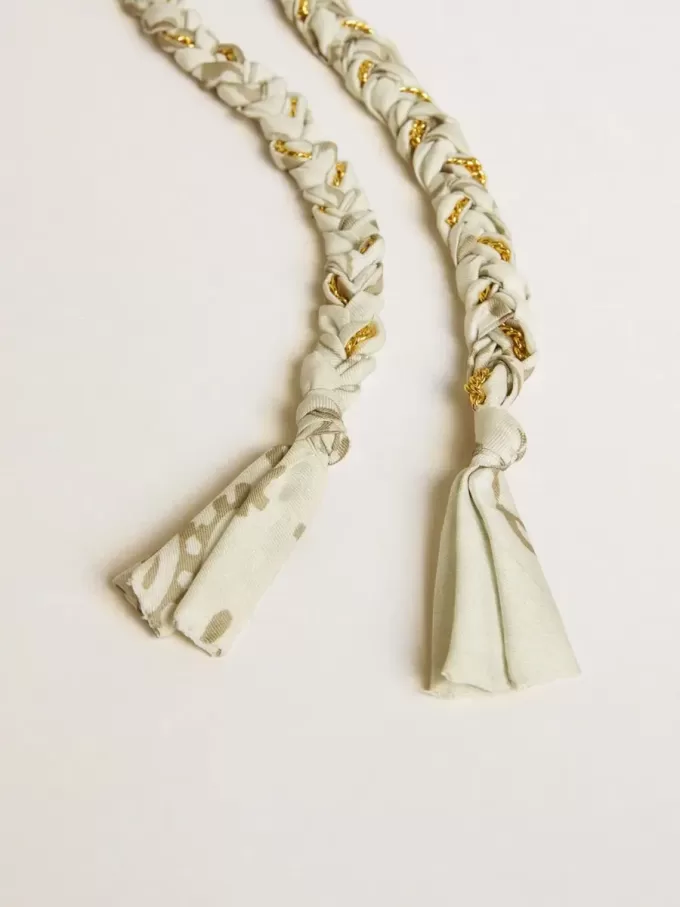 Charm en tissu tressé couleur beurre avec chaîne en laiton Charm en tissu tressé couleur beurre avec chaîne en laiton