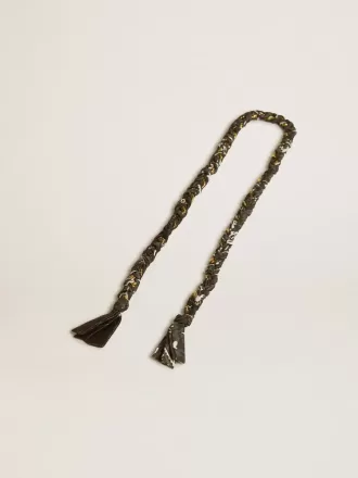 Charm en tissu tressé noir avec chaîne en laiton Charm en tissu tressé noir avec chaîne en laiton