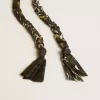 Charm en tissu tressé noir avec chaîne en laiton