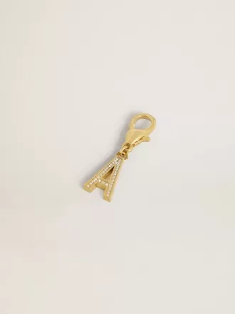 Charm lettre A en laiton doré avec cristaux
