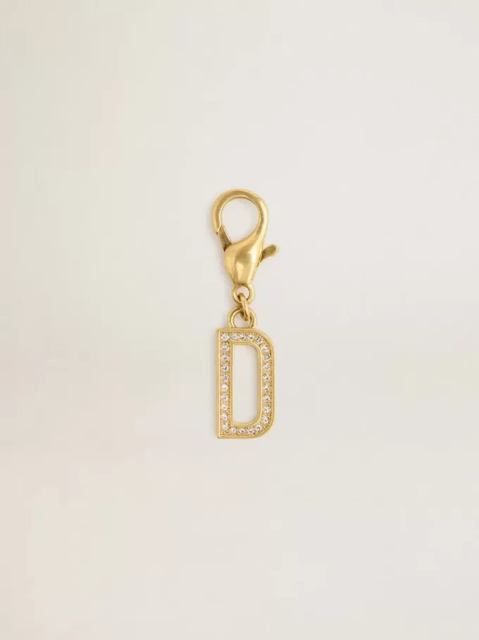 Charm lettre D en laiton doré avec cristaux Charm lettre D en laiton doré avec cristaux
