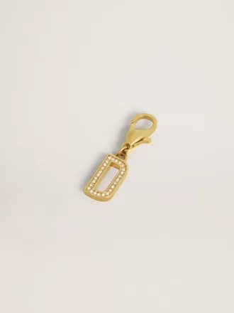 Charm lettre D en laiton doré avec cristaux