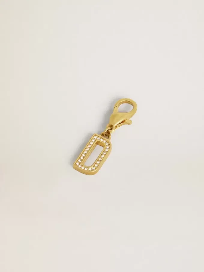 Charm lettre D en laiton doré avec cristaux Charm lettre D en laiton doré avec cristaux