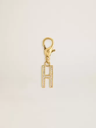 Charm lettre H en laiton doré avec cristaux Charm lettre H en laiton doré avec cristaux