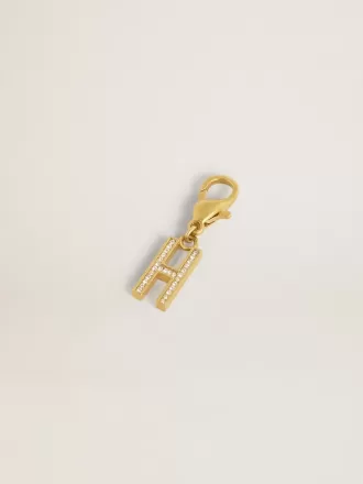 Charm lettre H en laiton doré avec cristaux Charm lettre H en laiton doré avec cristaux