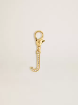 Charm lettre J en laiton doré avec cristaux