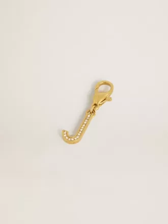 Charm lettre J en laiton doré avec cristaux