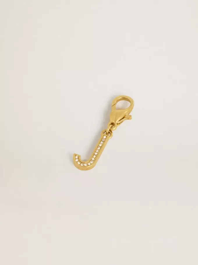 Charm lettre J en laiton doré avec cristaux Charm lettre J en laiton doré avec cristaux