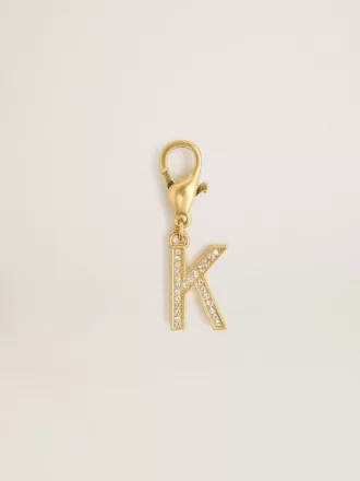Charm lettre K en laiton doré avec cristaux Charm lettre K en laiton doré avec cristaux