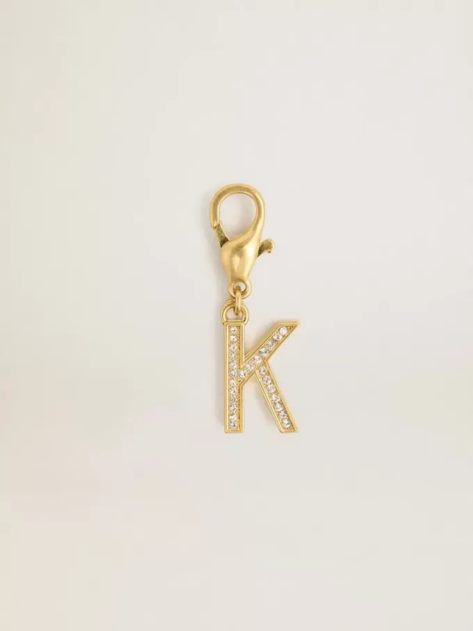 Charm lettre K en laiton doré avec cristaux Charm lettre K en laiton doré avec cristaux