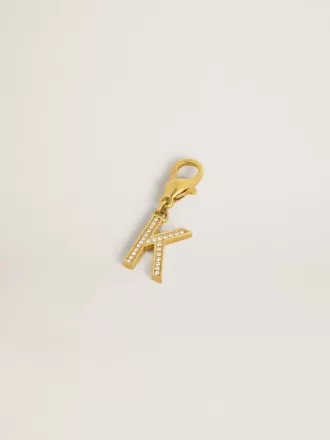Charm lettre K en laiton doré avec cristaux Charm lettre K en laiton doré avec cristaux