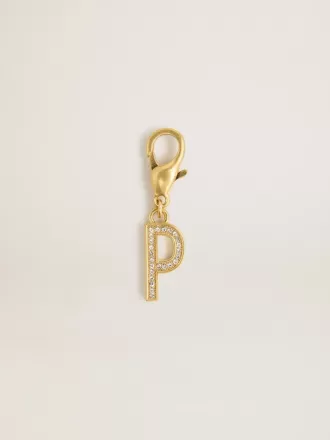 Charm lettre P en laiton doré avec cristaux Charm lettre P en laiton doré avec cristaux
