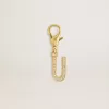 Charm lettre U en laiton doré avec cristaux