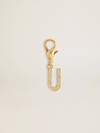 Charm lettre U en laiton doré avec cristaux Charm lettre U en laiton doré avec cristaux