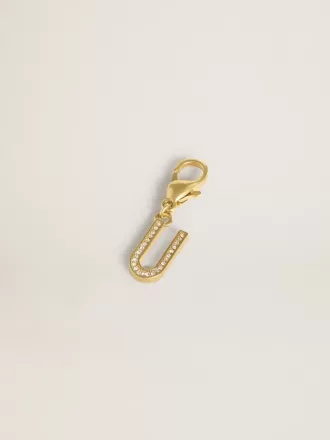 Charm lettre U en laiton doré avec cristaux Charm lettre U en laiton doré avec cristaux