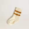 Chaussettes blanches pour enfants à rayures couleur tabac