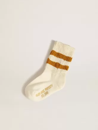 Chaussettes blanches pour enfants à rayures couleur tabac