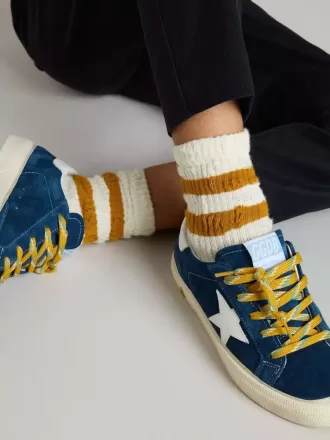 Chaussettes blanches pour enfants à rayures couleur tabac