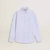 Chemise rayée pour fille avec lettrage brodé sur la poche Chemise rayée pour fille avec lettrage brodé sur la poche