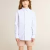 Chemise rayée pour fille avec lettrage brodé sur la poche Chemise rayée pour fille avec lettrage brodé sur la poche