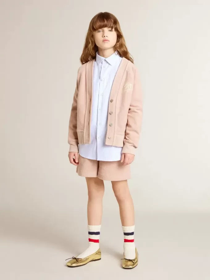Chemise rayée pour fille avec lettrage brodé sur la poche Chemise rayée pour fille avec lettrage brodé sur la poche