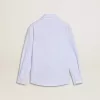 Chemise rayée pour fille avec lettrage brodé sur la poche Chemise rayée pour fille avec lettrage brodé sur la poche