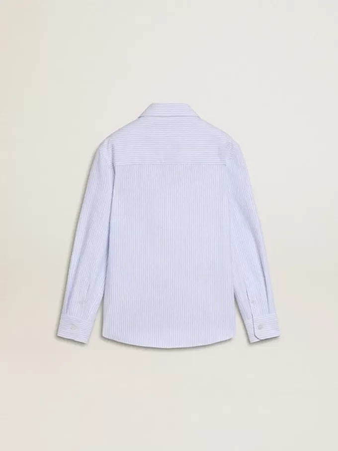Chemise rayée pour fille avec lettrage brodé sur la poche Chemise rayée pour fille avec lettrage brodé sur la poche