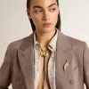 Collier bolo tie Jewelmates en cuir noir avec détails métalliques dorés à l&rsquo;ancienne